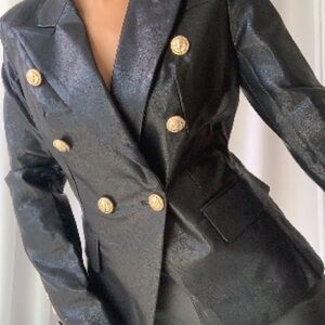 ZCRAVE DOUBLE-BREASTED LEATHER BLAZER